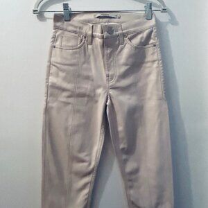 HUDSON Collection Barbara High-Rise Slit Hem Skinny Bone Vegan Leather Jeans NWT